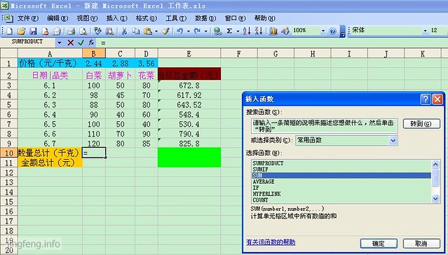 Excel来计算数量、单价和总金额